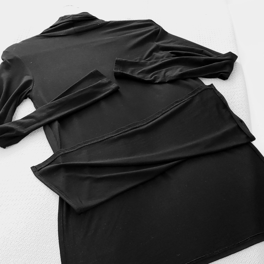 Turtleneck Dex Tunic Black Side Slits Size S Women's